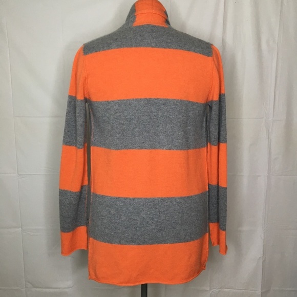 Pure‎ Amici Cashmere Sweater Open Cardigan Striped Orange Gray Luxury Old Money - Picture 3 of 8